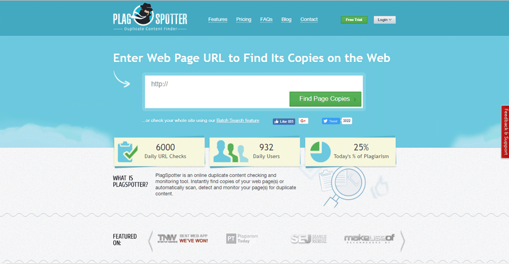 Plagspotter Duplicate Content Checker SEO Tool for Website or Blog